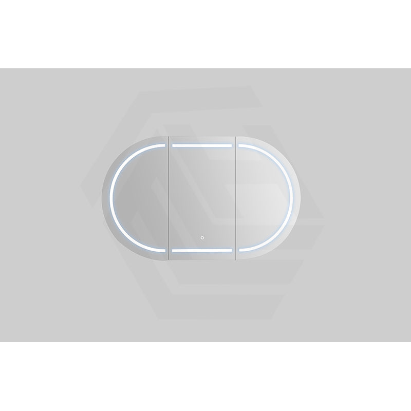 900/1200/1500mm Lukka Allison Pill Shape Frontlit LED Mirror Oval Shaving Cabinet 3 Colours Lighting Matt Black/Matt White
