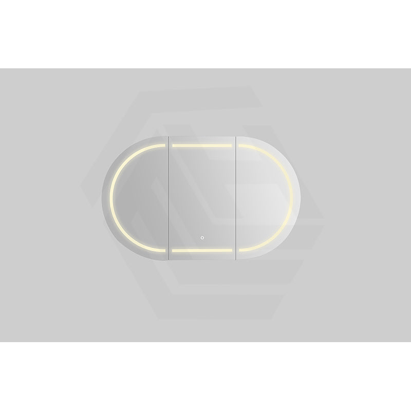 900/1200/1500mm Lukka Allison Pill Shape Frontlit LED Mirror Oval Shaving Cabinet 3 Colours Lighting Matt Black/Matt White