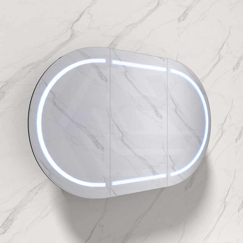 900/1200/1500mm Lukka Allison Pill Shape Frontlit LED Mirror Oval Shaving Cabinet 3 Colours Lighting Matt Black/Matt White
