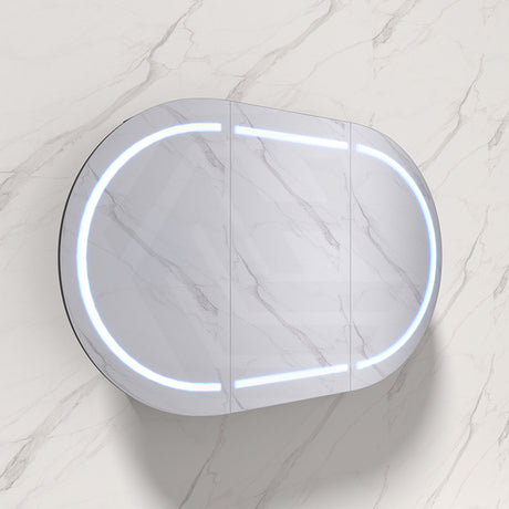 900/1200/1500mm Lukka Allison Pill Shape Frontlit LED Mirror Oval Shaving Cabinet 3 Colours Lighting Matt Black/Matt White