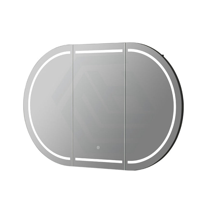900/1200/1500Mm Ceto Olivia Matt Black Oval Led Shaving Cabinet Frontlit Cabinets