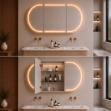 900/1200/1500mm Lukka Allison Pill Shape Frontlit LED Mirror Oval Shaving Cabinet 3 Colours Lighting Matt Black/Matt White