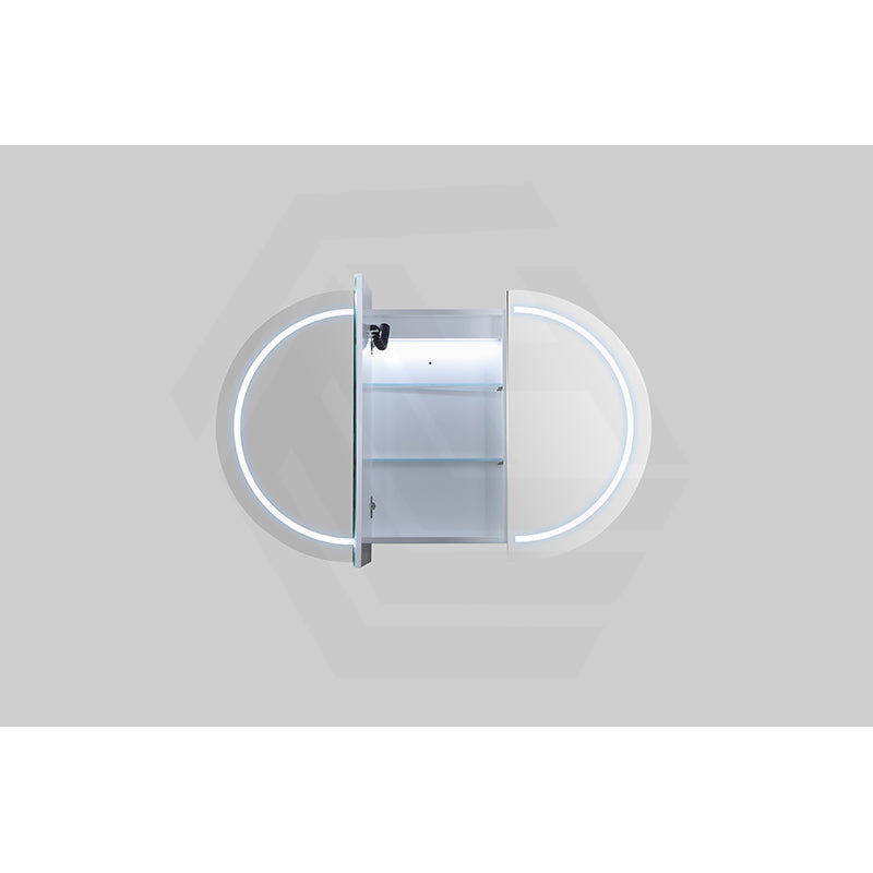 900/1200/1500mm Lukka Allison Pill Shape Frontlit LED Mirror Oval Shaving Cabinet 3 Colours Lighting Matt Black/Matt White