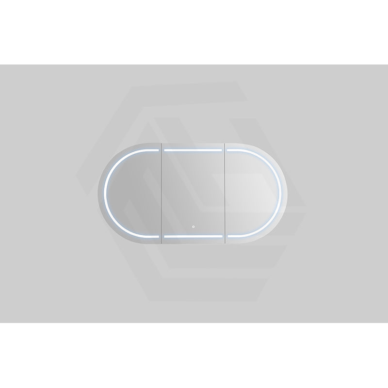 900/1200/1500mm Lukka Allison Pill Shape Frontlit LED Mirror Oval Shaving Cabinet 3 Colours Lighting Matt Black/Matt White
