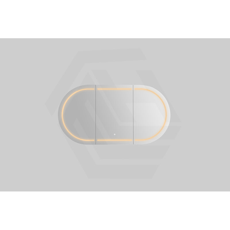 900/1200/1500mm Lukka Allison Pill Shape Frontlit LED Mirror Oval Shaving Cabinet 3 Colours Lighting Matt Black/Matt White