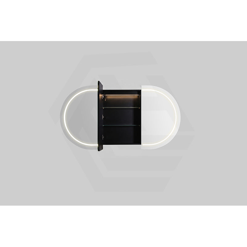 900/1200/1500mm Lukka Allison Pill Shape Frontlit LED Mirror Oval Shaving Cabinet 3 Colours Lighting Matt Black/Matt White