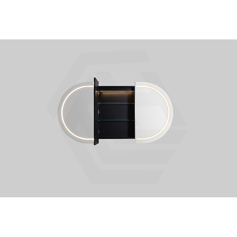 900/1200/1500mm Lukka Allison Pill Shape Frontlit LED Mirror Oval Shaving Cabinet 3 Colours Lighting Matt Black/Matt White
