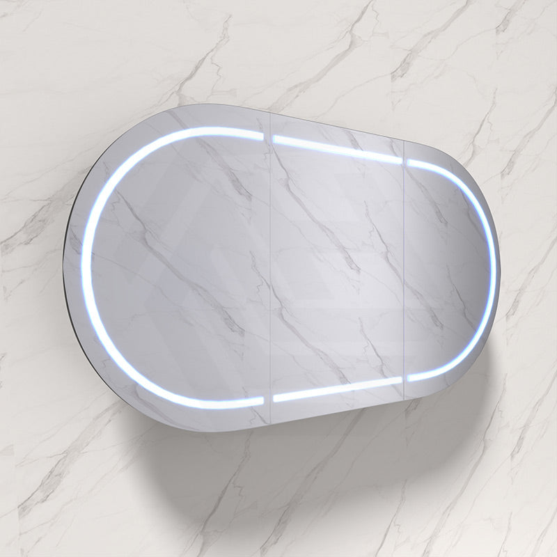 900/1200/1500mm Lukka Allison Pill Shape Frontlit LED Mirror Oval Shaving Cabinet 3 Colours Lighting Matt Black/Matt White