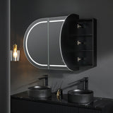 900/1200/1500Mm Ceto Olivia Matt Black Oval Led Shaving Cabinet Frontlit Cabinets