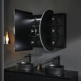 900/1200/1500Mm Ceto Olivia Matt Black Oval Led Shaving Cabinet Frontlit Cabinets