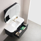900/1200/1500Mm Ceto Olivia Matt Black Oval Led Shaving Cabinet Frontlit Cabinets