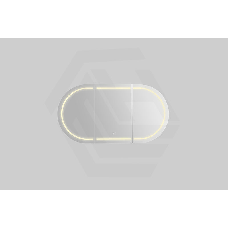 900/1200/1500mm Lukka Allison Pill Shape Frontlit LED Mirror Oval Shaving Cabinet 3 Colours Lighting Matt Black/Matt White