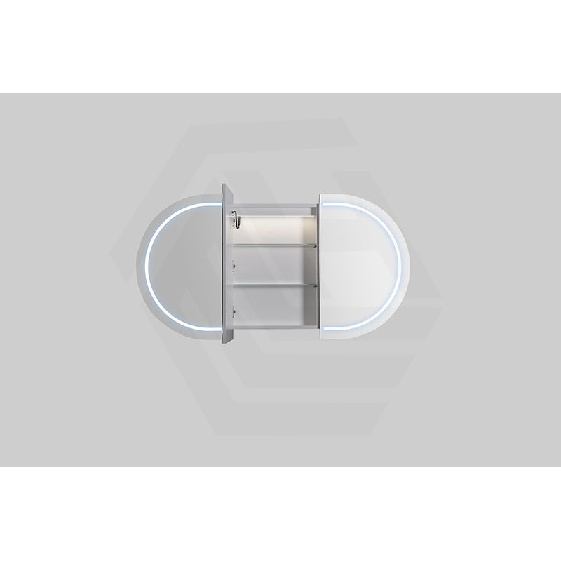 900/1200/1500mm Lukka Allison Pill Shape Frontlit LED Mirror Oval Shaving Cabinet 3 Colours Lighting Matt Black/Matt White
