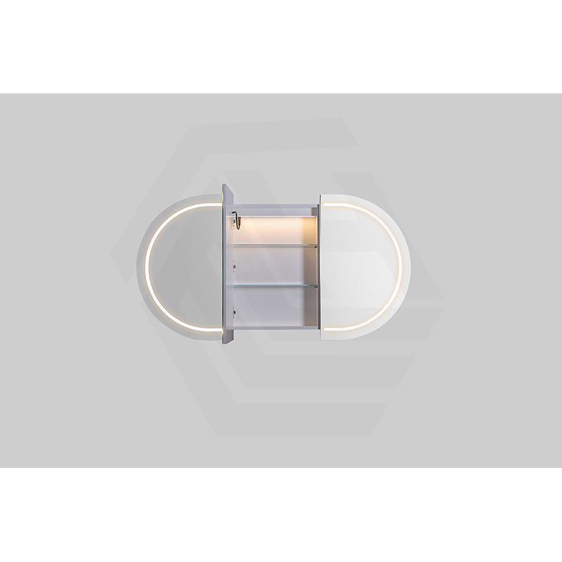 900/1200/1500mm Lukka Allison Pill Shape Frontlit LED Mirror Oval Shaving Cabinet 3 Colours Lighting Matt Black/Matt White