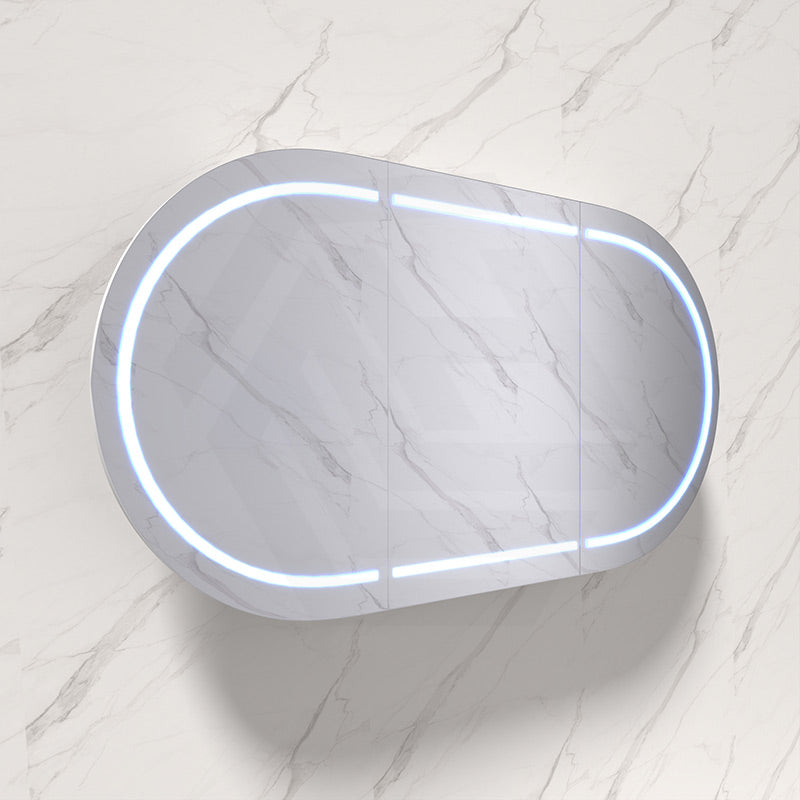 900/1200/1500mm Lukka Allison Pill Shape Frontlit LED Mirror Oval Shaving Cabinet 3 Colours Lighting Matt Black/Matt White