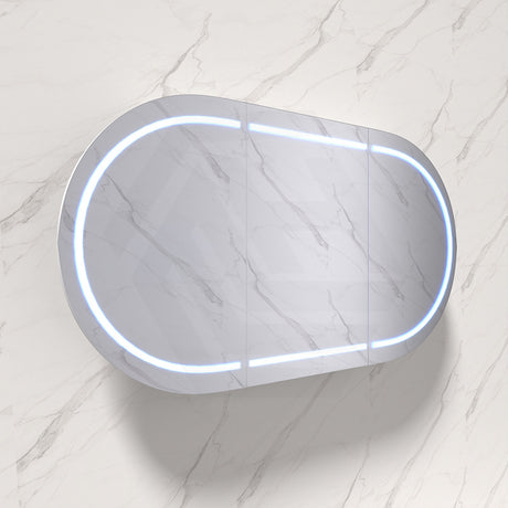 900/1200/1500mm Lukka Allison Pill Shape Frontlit LED Mirror Oval Shaving Cabinet 3 Colours Lighting Matt Black/Matt White