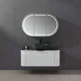 900/1200/1500Mm Ceto Olivia Matt Black Oval Led Shaving Cabinet Frontlit Cabinets