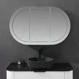 900/1200/1500Mm Ceto Olivia Matt Black Oval Led Shaving Cabinet Frontlit Cabinets