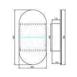 Lukka Allison Pill 450x900x150mm Oval Frontlit LED Shaving Cabinet Matt White / Matt Black