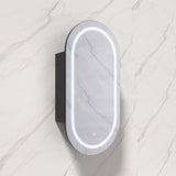 450x900x155mm Lukka Allison Pill Frontlit LED Mirror Oval Shaving Cabinet 3 Colours Lighting Matt White/Matt Black