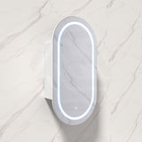 450x900x155mm Lukka Allison Pill Frontlit LED Mirror Oval Shaving Cabinet 3 Colours Lighting Matt White/Matt Black