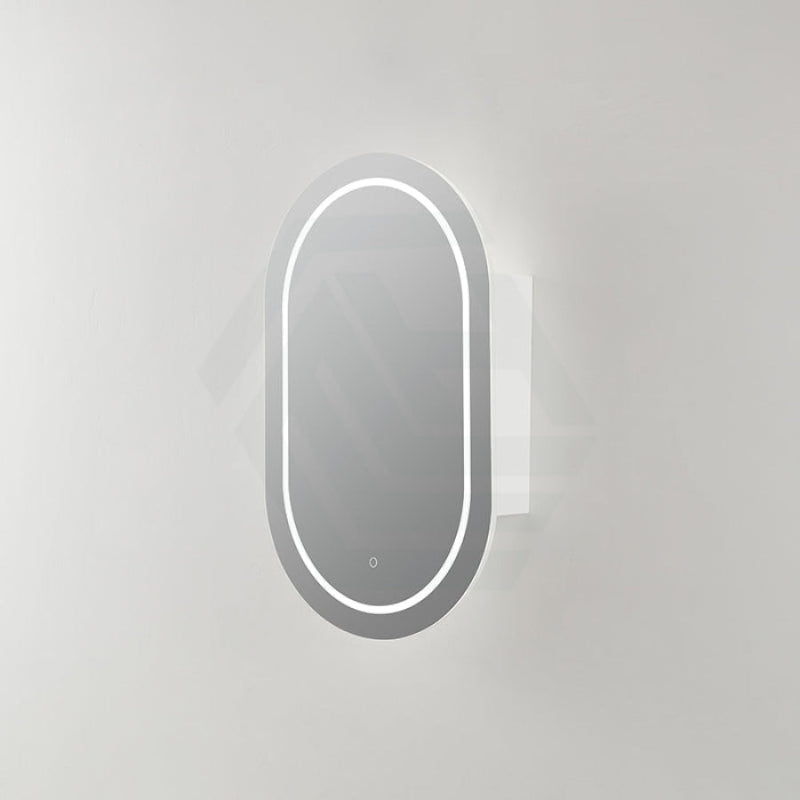 Lukka Allison Pill 450x900x150mm Oval Frontlit LED Shaving Cabinet Matt White / Matt Black