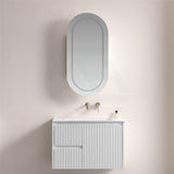Lukka Allison Pill 450x900x150mm Oval Frontlit LED Shaving Cabinet Matt White / Matt Black