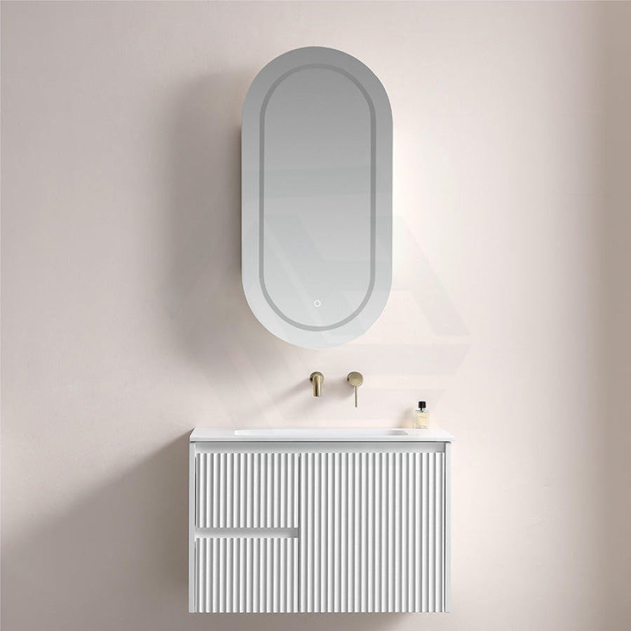 Lukka Allison Pill 450x900x150mm Matt White Oval Frontlit LED Shaving Cabinet