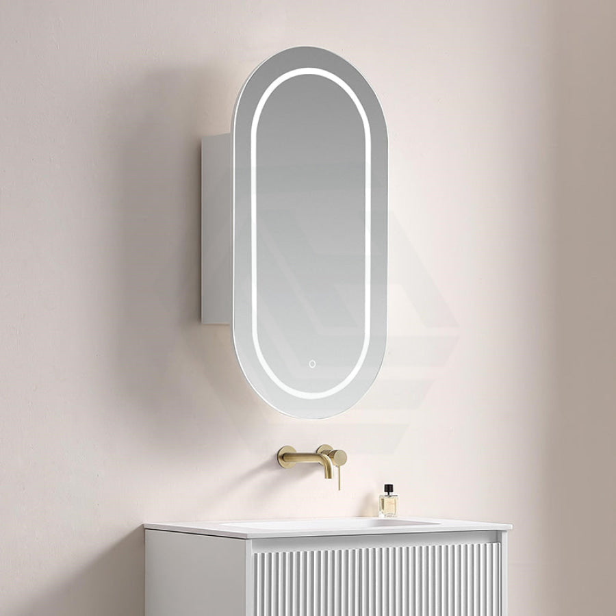 Lukka Allison Pill 450x900x150mm Matt White Oval Frontlit LED Shaving Cabinet
