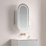 Lukka Allison Pill 450x900x150mm Matt White Oval Frontlit LED Shaving Cabinet