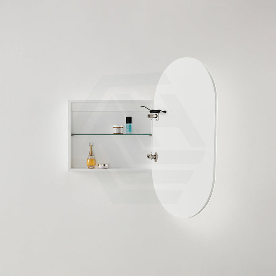 Lukka Allison Pill 450x900x150mm Matt White Oval Frontlit LED Shaving Cabinet