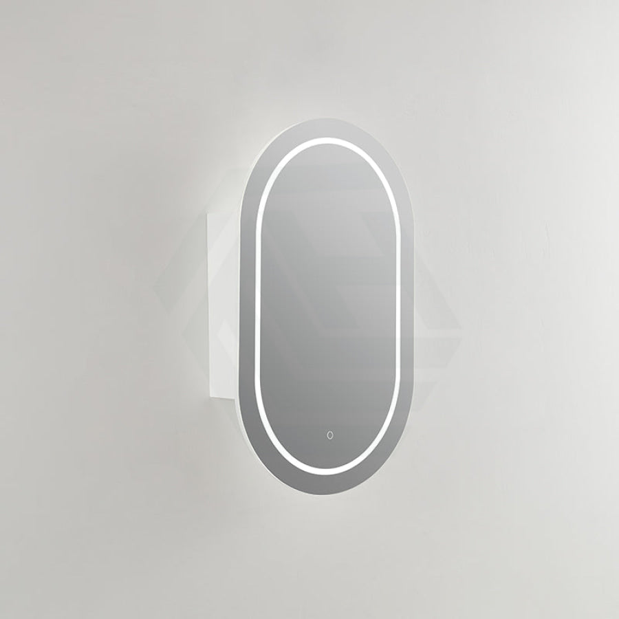 Lukka Allison Pill 450x900x150mm Matt White Oval Frontlit LED Shaving Cabinet
