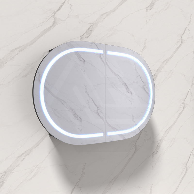 900/1200/1500mm Lukka Allison Pill Shape Frontlit LED Mirror Oval Shaving Cabinet 3 Colours Lighting Matt Black/Matt White