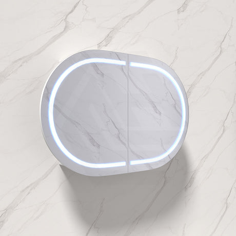 900/1200/1500mm Lukka Allison Pill Shape Frontlit LED Mirror Oval Shaving Cabinet 3 Colours Lighting Matt Black/Matt White