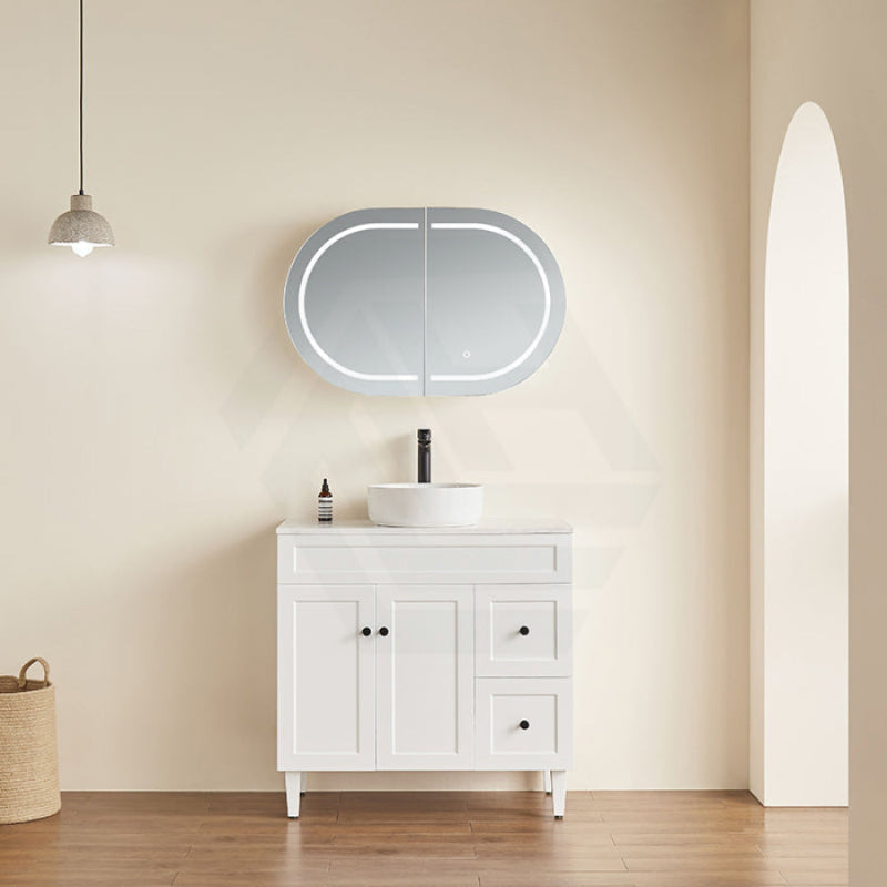 900/1200/1500Mm Ceto Olivia Matt Black Oval Led Shaving Cabinet Frontlit Cabinets