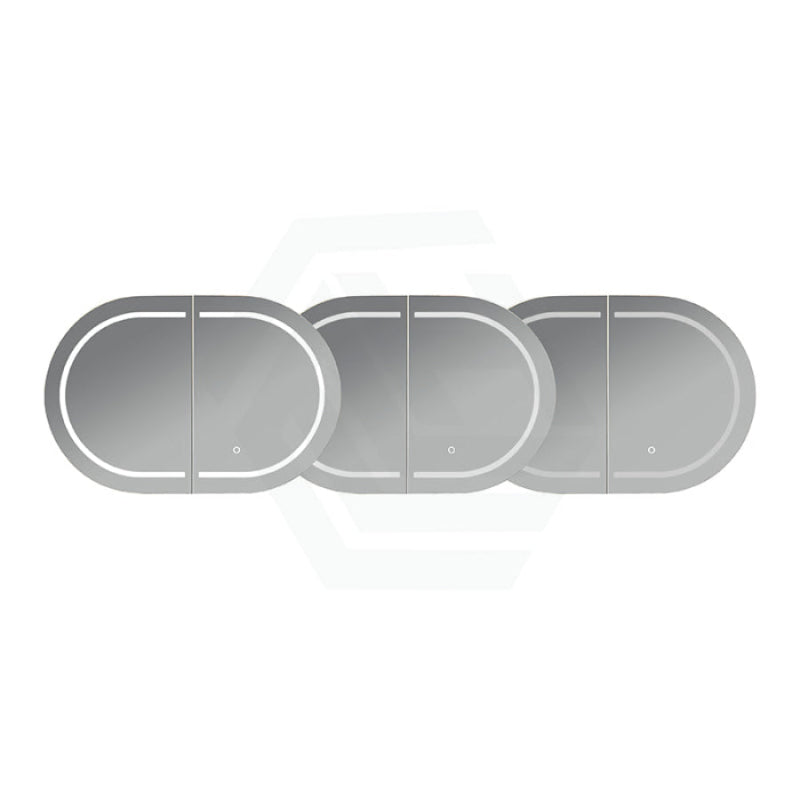 900/1200/1500Mm Ceto Olivia Matt Black Oval Led Shaving Cabinet Frontlit Cabinets