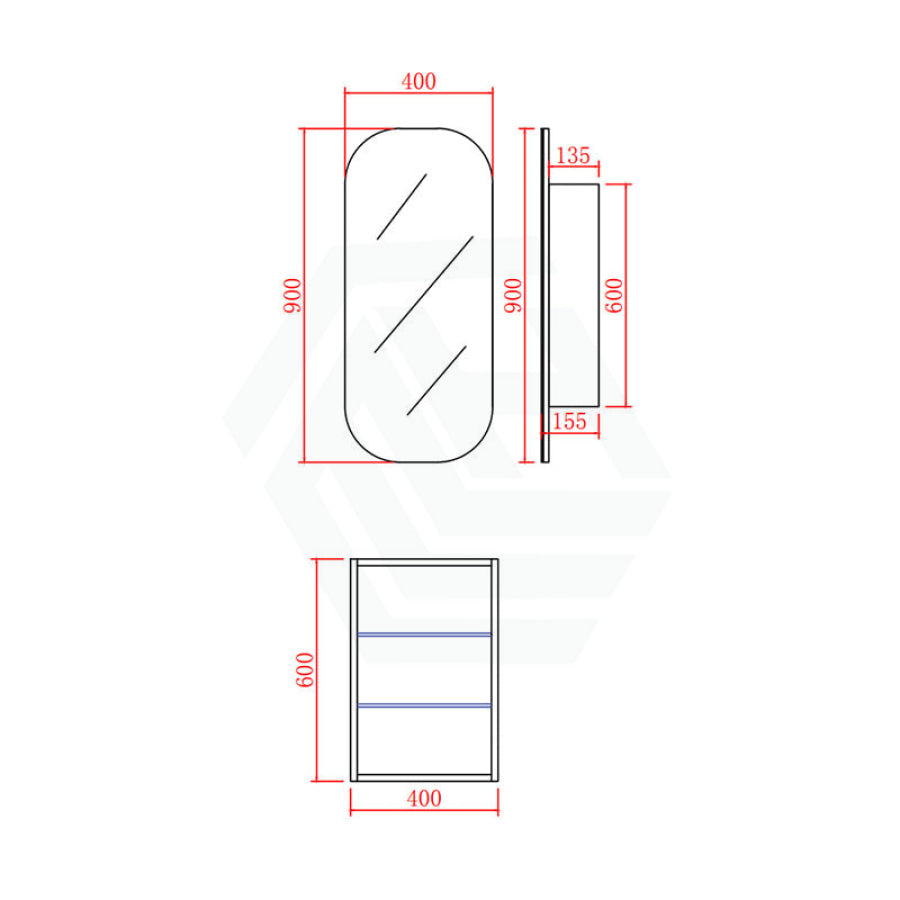 Lukka Allison 400/600mm PVC Wall Hung Pencil Edge Shaving Cabinet Variant Colour Available