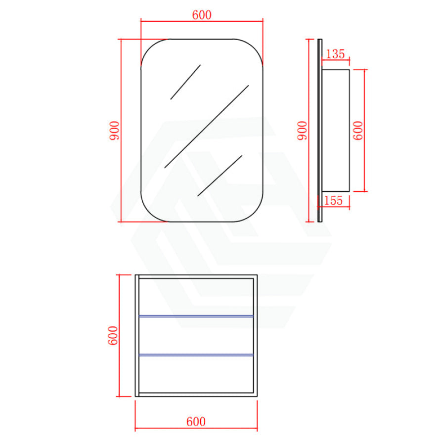 Lukka Allison 400/600mm PVC Wall Hung Pencil Edge Shaving Cabinet Variant Colour Available