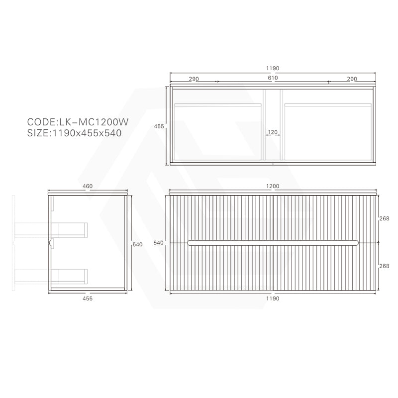 Lukka Cabarita 1200mm Modern Wall Hung Vanity PVC Single/Double Bowls Cabinet Variant Colour Available