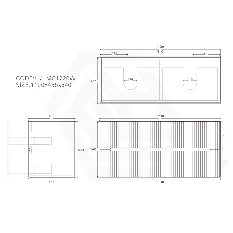 Lukka Cabarita 1200mm Modern Wall Hung Vanity PVC Single/Double Bowls Cabinet Variant Colour Available