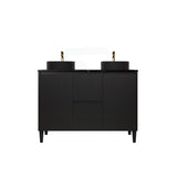 Lukka Crete Modern 600-1500mm Matt Black/White Freestanding Vanity with Legs PVC Board Linear Surface