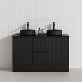 Lukka Crete Modern 600-1500mm Matt Black/White Freestanding Vanity with Kickboard PVC Board Linear Surface