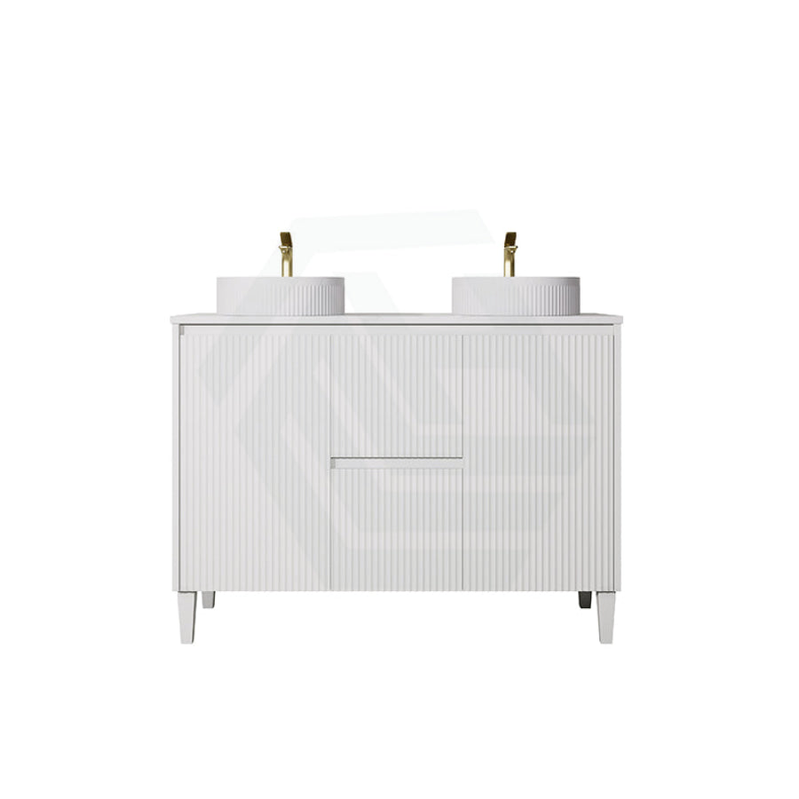 Lukka Crete Modern 600-1500mm Matt Black/White Freestanding Vanity with Legs PVC Board Linear Surface