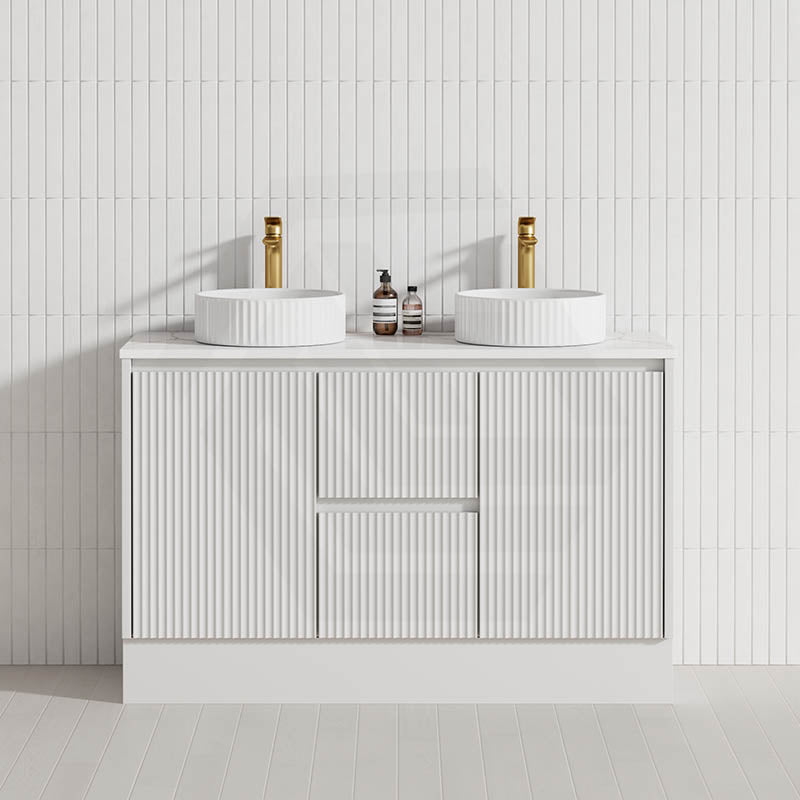 Lukka Crete Modern 600-1500mm Matt Black/White Freestanding Vanity with Kickboard PVC Board Linear Surface