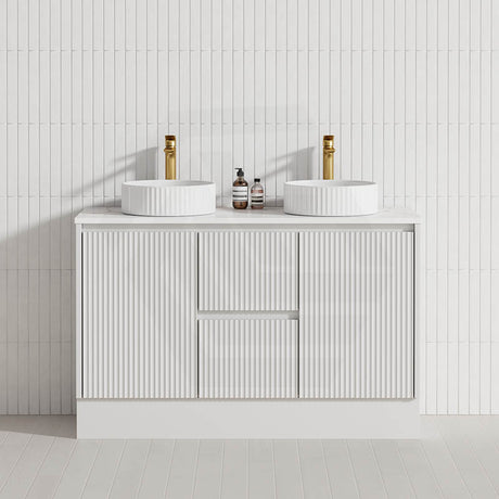 Lukka Crete Modern 600-1500mm Matt Black/White Freestanding Vanity with Kickboard PVC Board Linear Surface