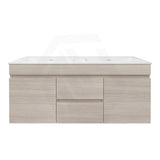 Lukka Camden Modern 1200mm Wall Hung Vanity E0 MDF Wood Grain PVC Film Cabinet with Middle Drawers In Various Colours