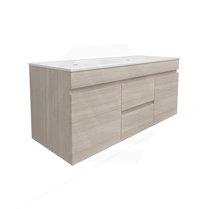 Lukka Camden Modern 1200mm Wall Hung Vanity E0 MDF Wood Grain PVC Film Cabinet with Middle Drawers In Various Colours
