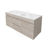 Lukka Camden Modern 1200mm Wall Hung Vanity E0 MDF Wood Grain PVC Film Cabinet with Middle Drawers In Various Colours