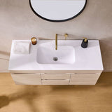 Lukka Camden Modern 1200mm Wall Hung Vanity E0 MDF Wood Grain PVC Film Cabinet with Middle Drawers In Various Colours