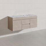 Lukka Camden Modern 1200mm Wall Hung Vanity E0 MDF Wood Grain PVC Film Cabinet with Middle Drawers In Various Colours